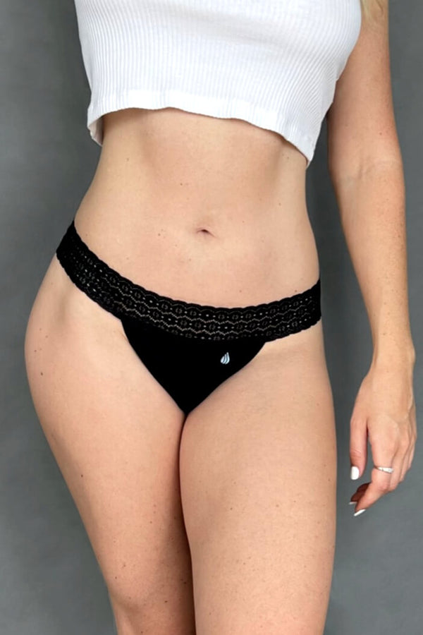 Lily Lace Thong - Onyx Black